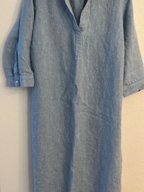 J JILL LOVE LINEN BLUE coastal look  LONG DRESS FROCK